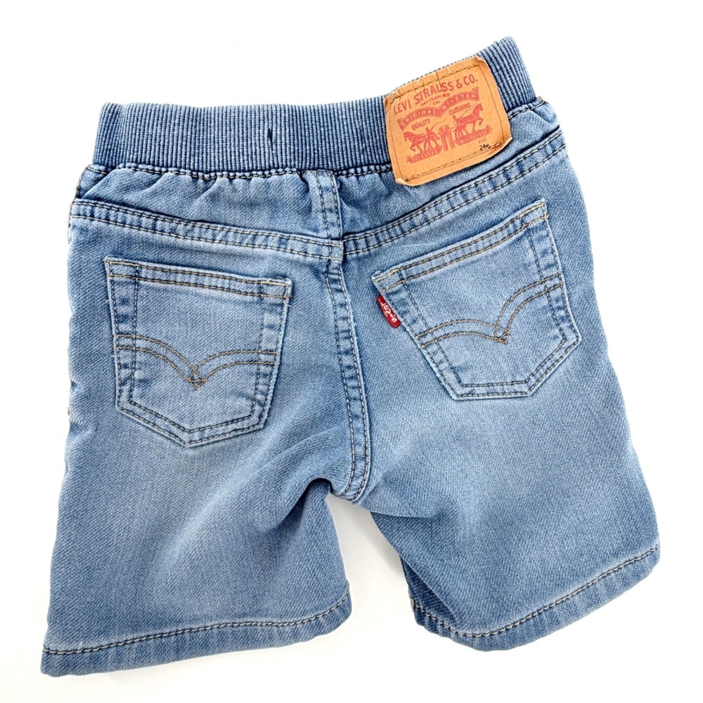 Levi Knit Short Toddler 24M Blue Good Elastic Waist Light Wash Denim